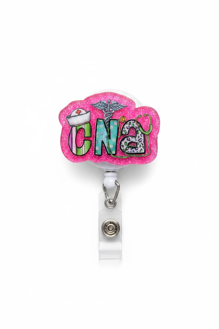 Hot pink CNA badge reel
